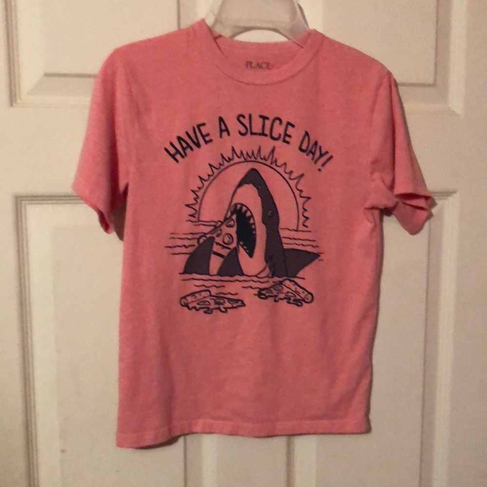 Children’s Place Shark Pizza Pink Graphic T-Shirt Boys Medium M 7/8